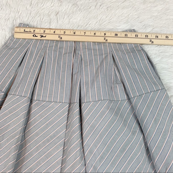 Piazza Sempione New striped pleated knee length Skirt front snap button - Picture 5 of 13